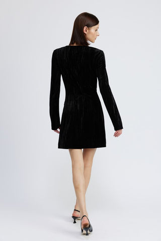 Long Sleeve Mini Suede Mini Dress Oyster / S Long Sleeve Mini Suede Mini Dress Oyster / S