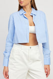 CHEMISE COURTE À RAYURES AVEC BORD COUPE