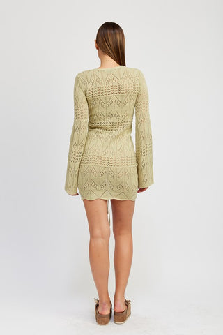 RUCHED CROCHET MINI DRESS SHOP DDMINE RUCHED CROCHET MINI DRESS SHOP DDMINE