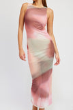 ROBE LONGUE AVEC IMPRIMÉ TIE DYE