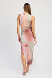 ROBE LONGUE AVEC IMPRIMÉ TIE DYE