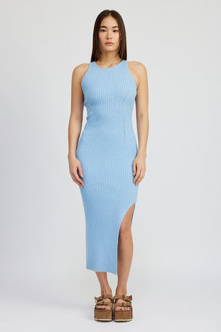 HIGH SLIT TANK MIDI DRESS BLUE / L HIGH SLIT TANK MIDI DRESS BLUE / L