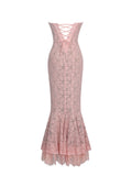 Rosalyn Pink Lace Sweetheart Maxi Mermaid Dress