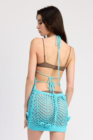 HALTER NECK CROCHET DRESS WITH FLOWER DETAIL SHOP DDMINE HALTER NECK CROCHET DRESS WITH FLOWER DETAIL SHOP DDMINE