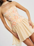 Quanisha Yellow Chiffon Dress With Scarf