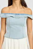 OFF SHOUDER BUSTIER TOP WITH BACK ZIPPER