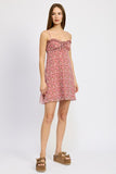 PRINTED RUFFLE MINI DRESS
