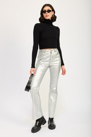 PANTALONI METALLIZZATI A ZAMPA