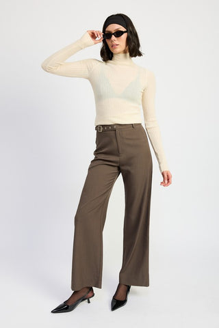 PANTALONI CON FASCIA IN VITA REGOLABILE CON FIBBIA