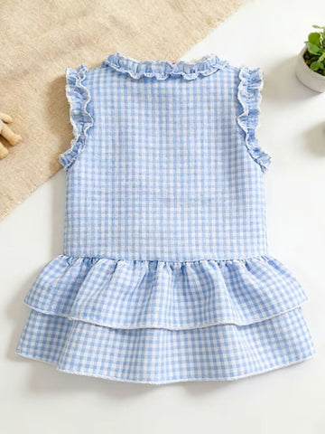 Children's Ruffled Gingham Sleeveless Dress SHOP DDMINE Children's Ruffled Gingham Sleeveless Dress SHOP DDMINE