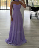 STRAPLESS SCARF A LINE CHIFFON DRESS