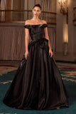 OFF SHOULDER PLEAT WAIST GOWN