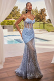 GLITTER MESH PRINTED GOWN