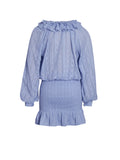 Zahari Blue Smock Bottom Balloon Sleeve Mini Dress