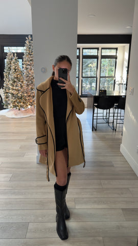 two tone belted jacket