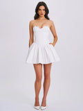 MINI ABITO BUSTIER IN PIZZO BIANCO SASHA 
