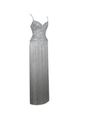 Olisa Silver Beaded Peplum Tassel Maxi Dress