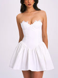 MINI ABITO BUSTIER IN PIZZO BIANCO SASHA 