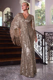 SEQUIN GOWN WITH REMOVABLE CAPE - PREORDER