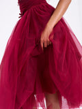 MABEL DROP WAIST LAYERED MIDI PUFFY DRESS