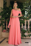 ONE SHOULDER CHIFFON DRESS