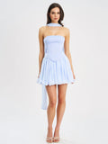 Valentina Baby Blue Boned Curve Edge Mini Dress
