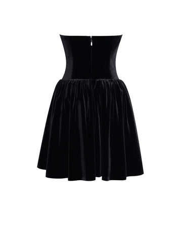 NORA Black VELVET DROP WAIST CORSET LACE TRIM DRESS Large NORA Black VELVET DROP WAIST CORSET LACE TRIM DRESS Large