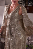SEQUIN GOWN WITH REMOVABLE CAPE - PREORDER