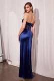 MESH CORSET DRAPED SATIN GOWN