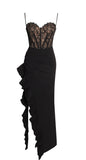 ROBE LONGUE CORSET EN DENTELLE NOIRE JULIA
