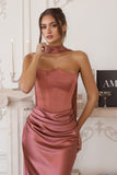 STRAPLESS CORSET SCARF GOWN