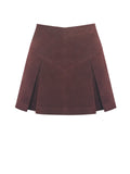 Faryn Mahogany Vegan Suede A-line Mini Skirt