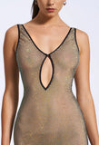 ROBE LONGUE EN MAILLE À STRASS QUAY 
