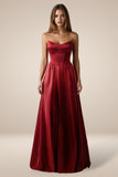 STRAPLESS SATIN A LINE GOWN