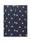 Yamina Navy Polka Dot Ramie Crossover Halter Gathered Mini Dress