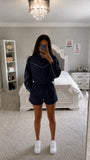 Drawstring Zip-Up Jacket and Shorts Set