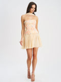 Quanisha Yellow Chiffon Dress With Scarf