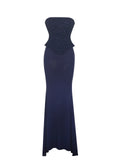 Orabelle Navy Mermaid Gown With Lace-up Back