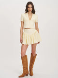 Odelie Yellow Drop Waist Seersucker Full Skirt