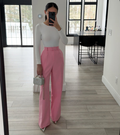 pink dress pants FLARE DRESS PANTS Large / Pink