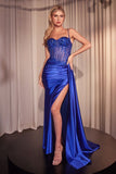 EMBELLISHED LACE & SATIN FITTED GOWN