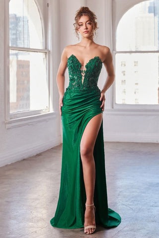 STRAPLESS LACE DEEP V FITTED GOWN SHOP DDMINE STRAPLESS LACE DEEP V FITTED GOWN SHOP DDMINE