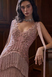 FITTED FRINGE DRESS WITH EMBELLISHED DETAILS - PREORDER