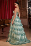 LAYERED SEQUIN BALL GOWN