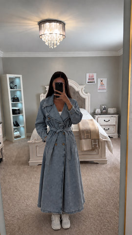 Vintage Denim Trench Jacket