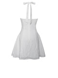 JOANNA WHITE EYELET HALTER MINI DRESS