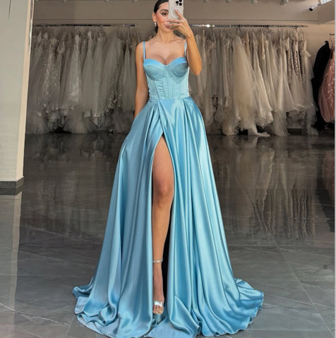 A LINE SATIN BUSTIER MAXI DRESS Emerald / 10 A LINE SATIN BUSTIER MAXI DRESS Emerald / 10