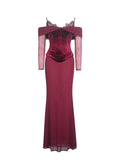 Maybelle Magenta Lace Strap Peplum Maxi Dress