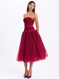 MABEL DROP WAIST LAYERED MIDI PUFFY DRESS