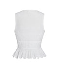 Raia White Eyelet Wave Trim Crop Vest Top